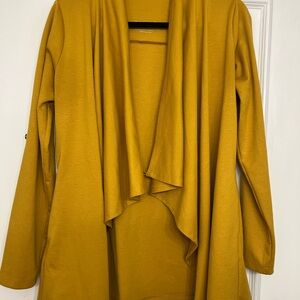 Betabrand mustard cardigan